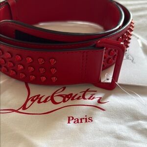 Brand New Christian Louboutin Red Spiked Belt 95